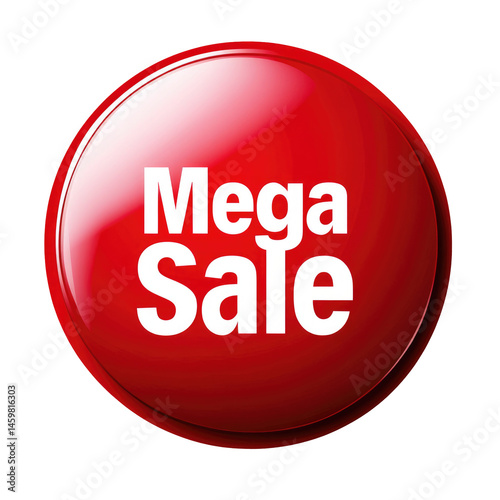Vector Red Button With The Word Mega Sale  isolated on a transparent background