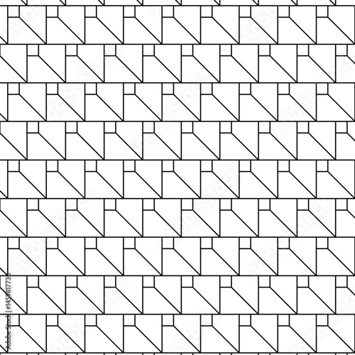 triangle Geometry seamless pattern. Vector graphic line illustration. Black and white abstract Sample poster, party invitation, holiday banner, postcard.