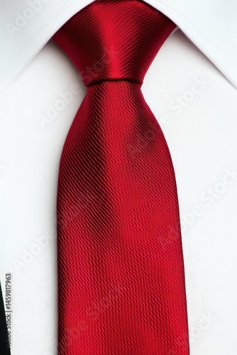 Elegant red tie worn over a crisp white shirt, perfect for formal occasions or business settings