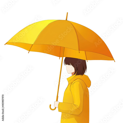 Yellow Umbrella Flat Design isolated on a transparent background