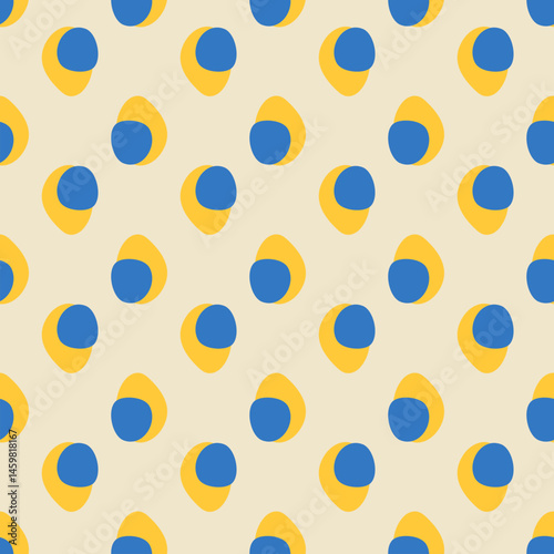 Seamless Colorful Geometric Pattern with Blue and Yellow Shapes
