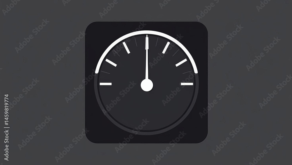 A minimalist black and white speedometer icon with the needle pointing straight up at the center. A minimalist black and white speedometer icon with the needle pointing straight up at the center.