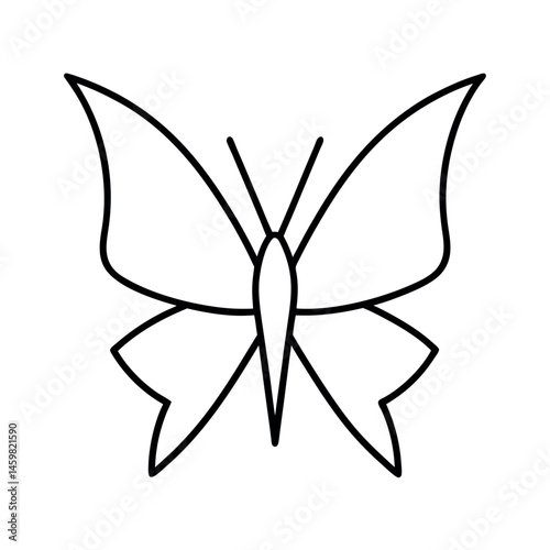 Paper Butterfly Outline Vector Line Art Sketch