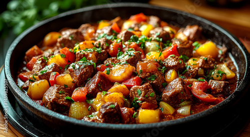 Golden Potatoes and Juicy Meat Stew