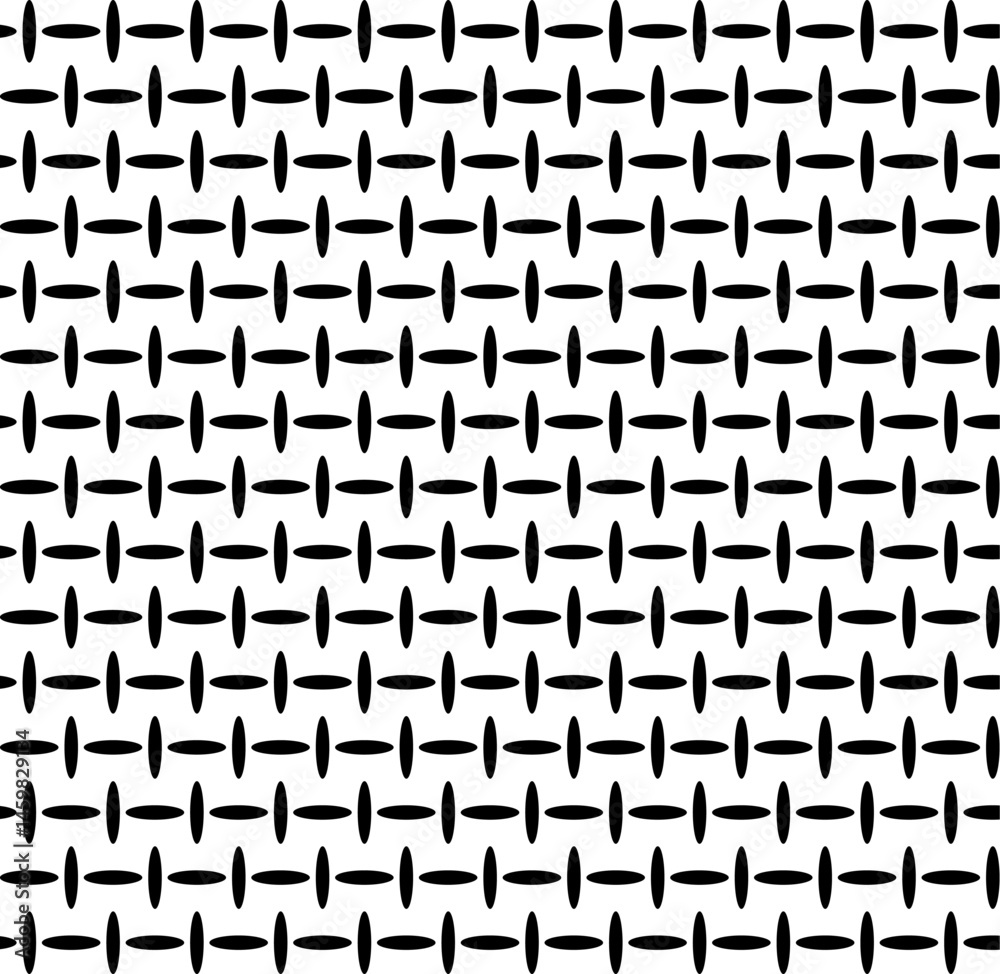 Seamless geometric texture in the form of an abstract pattern of black ovals located perpendicularly Seamless geometric texture in the form of an abstract pattern of black ovals located perpendicularly