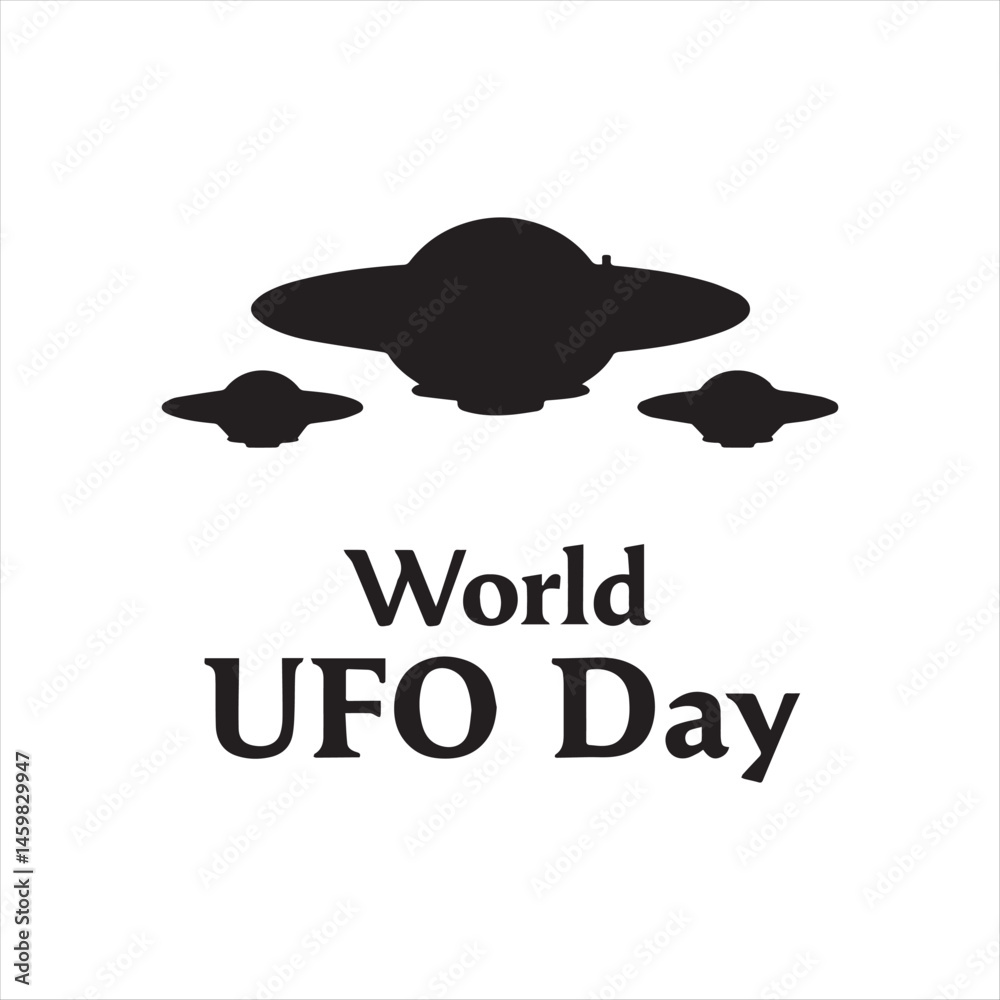 Obraz premium World UFO Day Flying Saucer Vector,UFO Silhouette Design for Alien Day,Flying Saucer Icon for World UFO Day,Alien Spaceship Illustration for UFO Day,UFO Vector Art for Space Theme