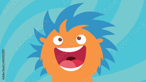 Silly Expression with Wild Hair Here a character has a wild tuft of hair that stands up excitedly. Their hilarity is captured with an open mouth revealing jagged teeth and one eye
