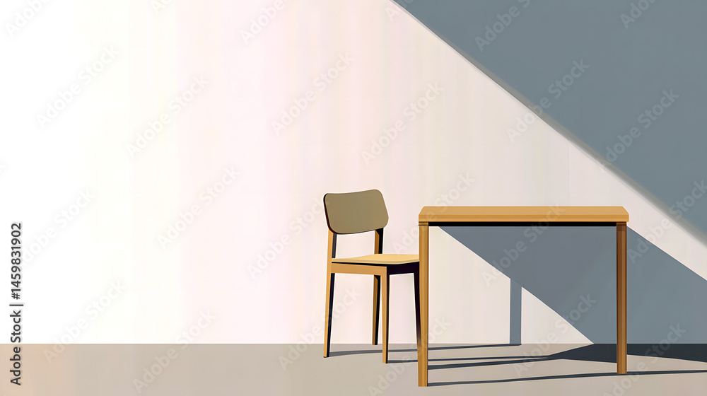 Fototapeta premium Flat Vector of Minimalist Dining Table