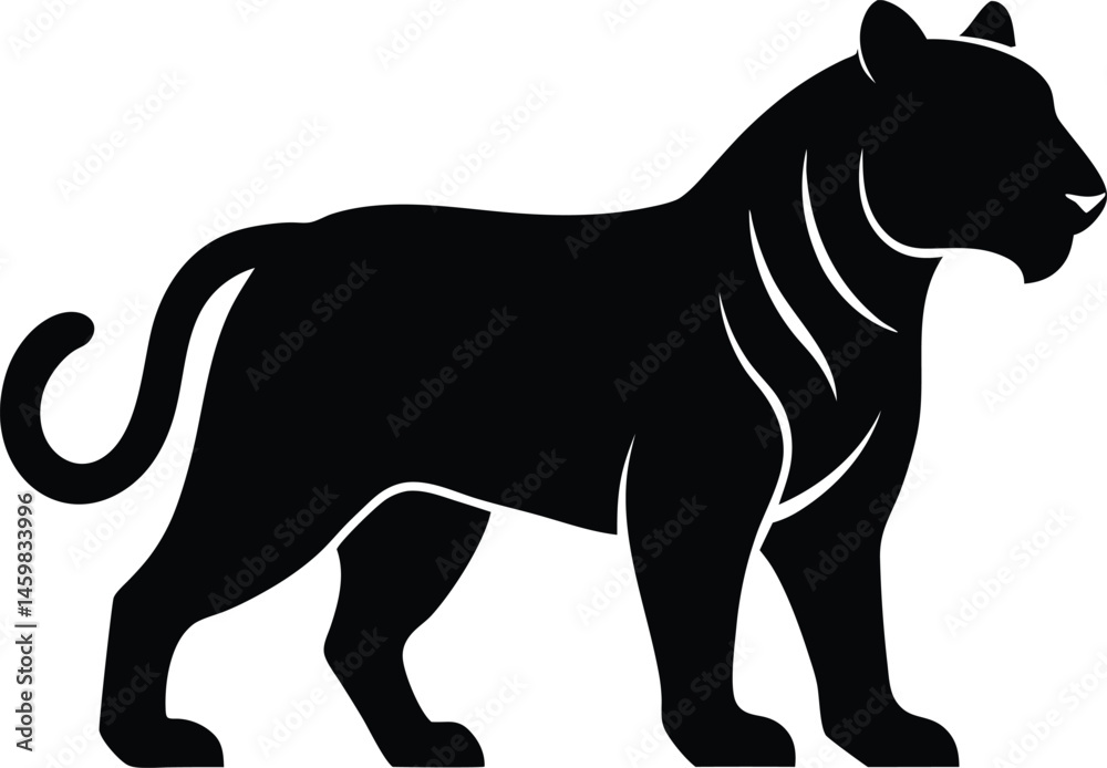 Obraz premium Black tiger silhouettes vector illustration