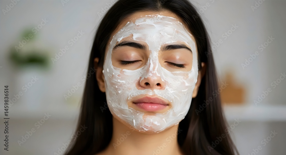 Skincare routine featuring white cosmetic mask for radiant complexion Skincare routine featuring white cosmetic mask for radiant complexion