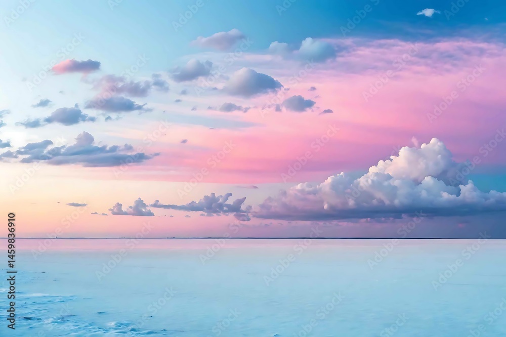 Fototapeta premium Serene seascape with pastel sky and tranquil ocean reflections