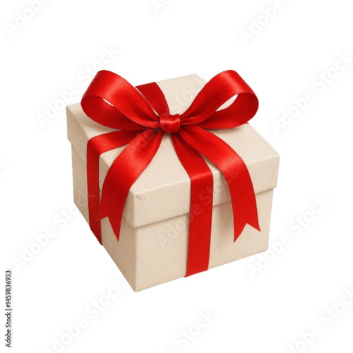 Gift box with a red ribbon bow on a white background

