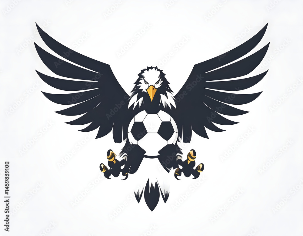 Obraz premium Powerful eagle clutching soccer ball, embodying strength, skill, and freedom in sport