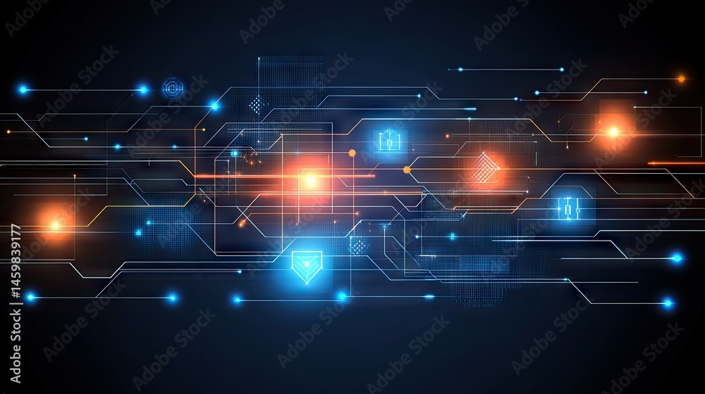 Obraz premium Abstract Technology Network with Glowing Lines