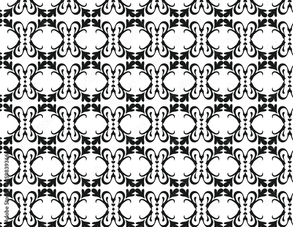 Elegant Symmetrical Pattern in Black and White with Vintage Flair Elegant Symmetrical Pattern in Black and White with Vintage Flair