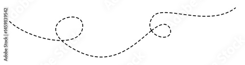 dashed hand drawn squiggle loopy line vector icon, ideal for decorative borders or accents, isolated on transparent background for flexible design use.