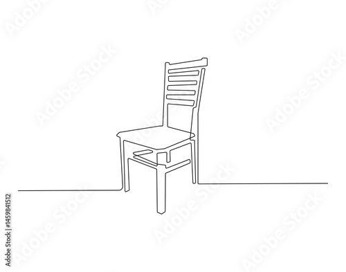 Wooden armchair outline drawing illustration. Continuous line draw of home furniture vector