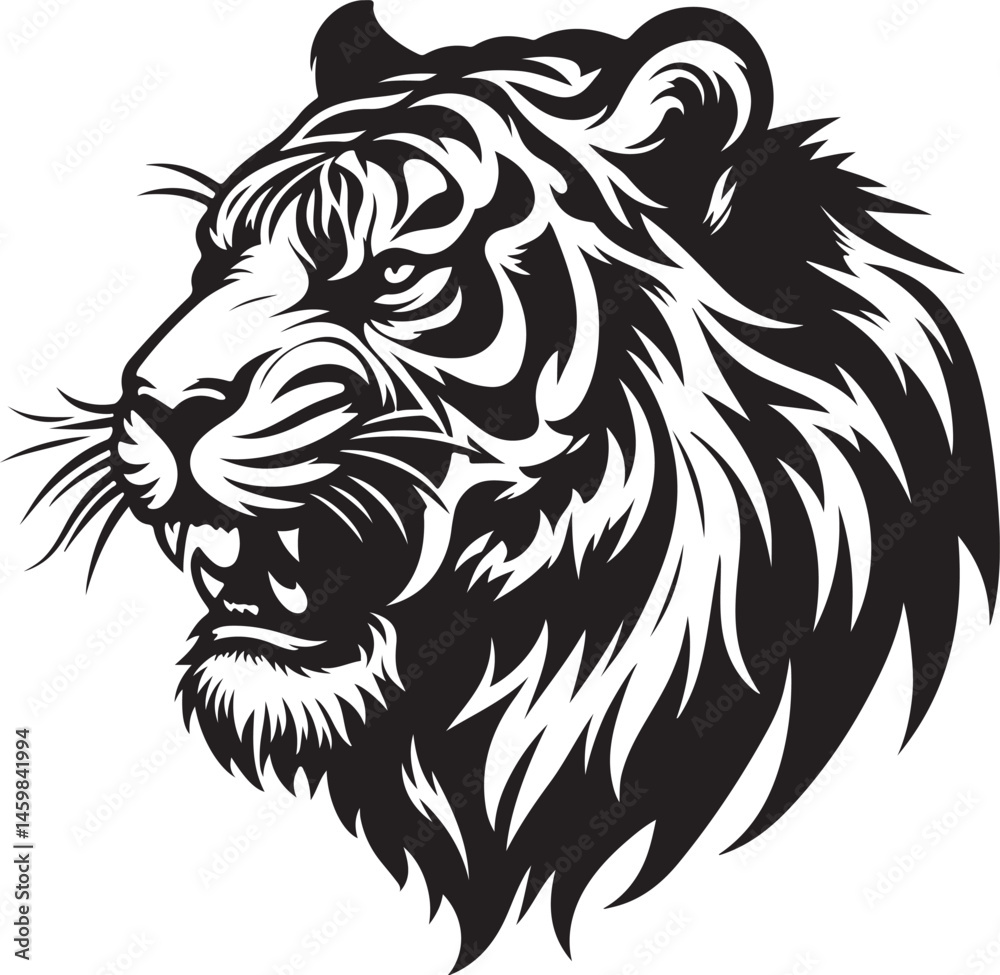 Fototapeta premium Vector tiger head, face for retro logos, emblems, badges, labels template and t-shirt vintage design element. Isolated on white background