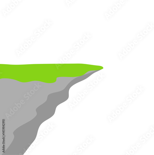 Cartoon cliff with grass. Vector illustration 