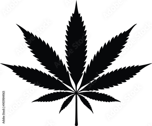 Cannabis marijuana hemp leaf silhouette vector, marijuana leaf icon