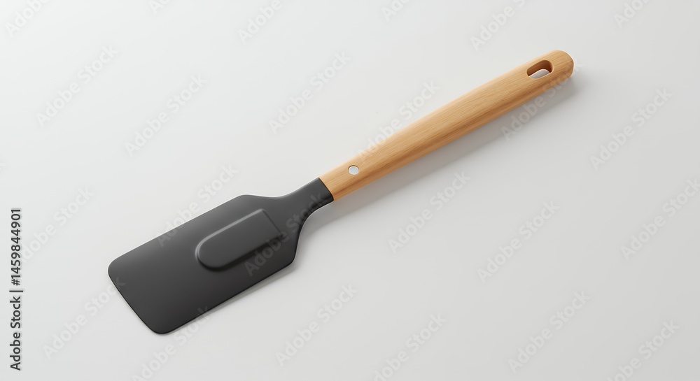 Gray spatula with wooden handle Gray spatula with wooden handle