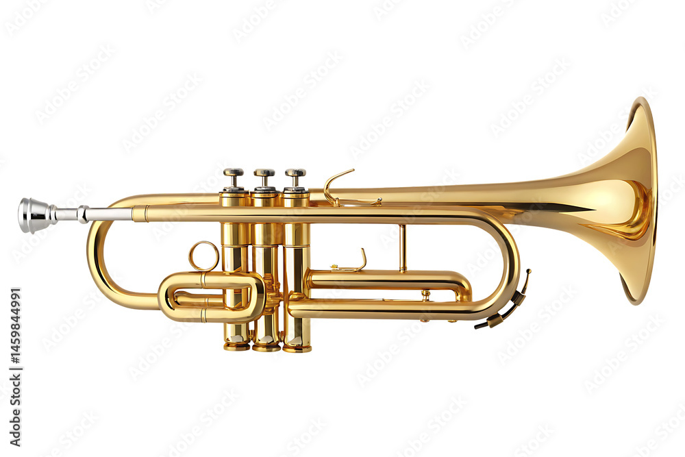 Obraz premium High-quality stock photo of a golden trumpet isolated on white background PNG