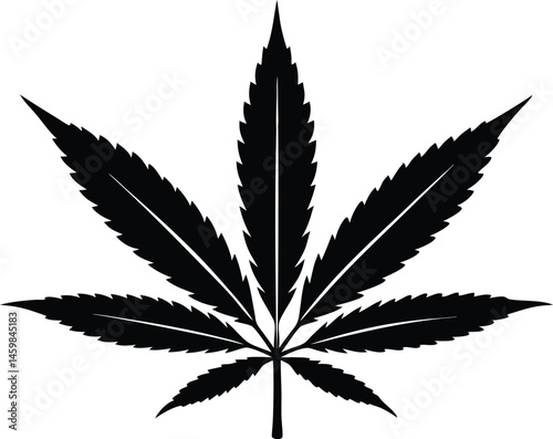 Marijuana cannabis hemp leaf silhouette vector, cannabis hemp leaf icon, Marijuana leaf black silhouette