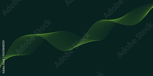abstract colorful wave line background on green background.	