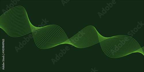 abstract colorful wave line background on green background.	