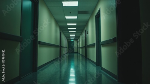 Eerie Long Corridor: A Dark and Mysterious Hospital Hallway