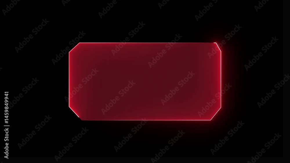 HUD, UI, GUI futuristic user interface screen animation. High tech screen for video game. Modern banner, frame of lower third. Neon hologram screen overlay, black background...