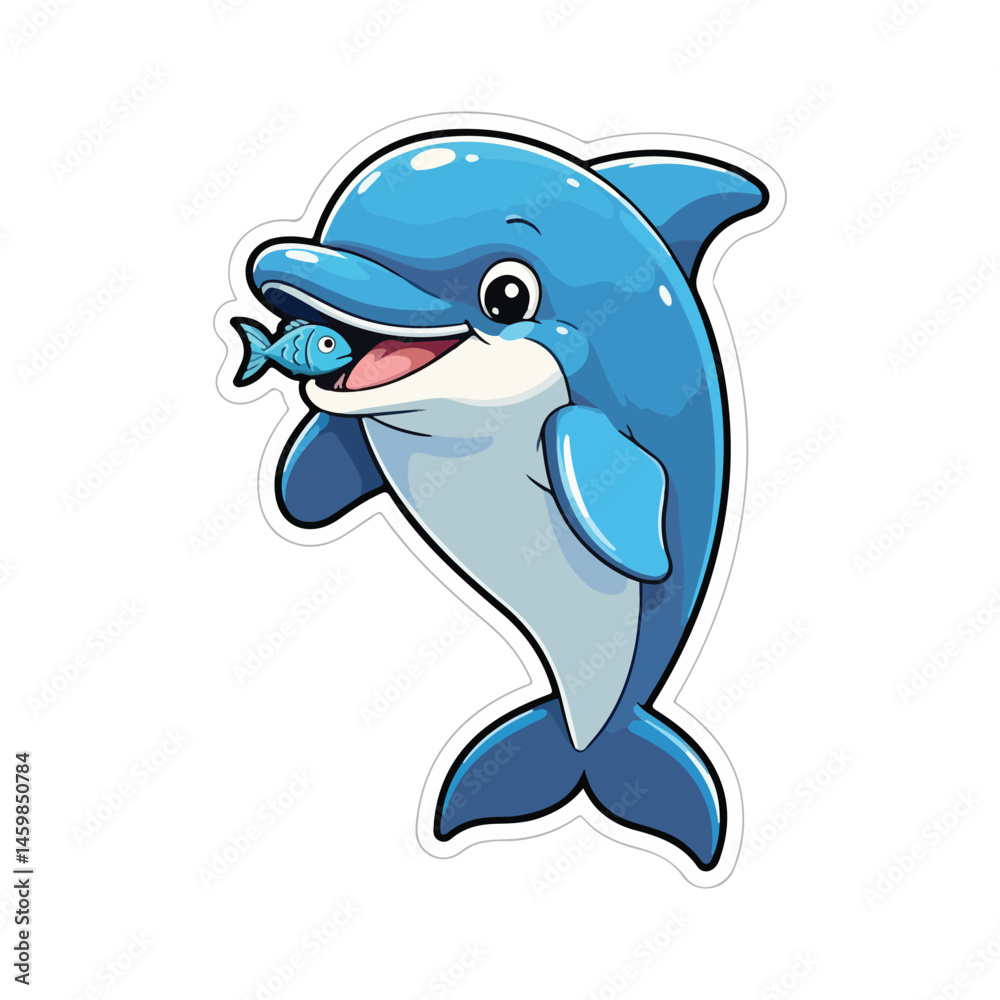 Naklejka premium Cute Whale Swimming Cartoon Vector Icon Illustration Animal Nature Icon Isolated Flat Vector
