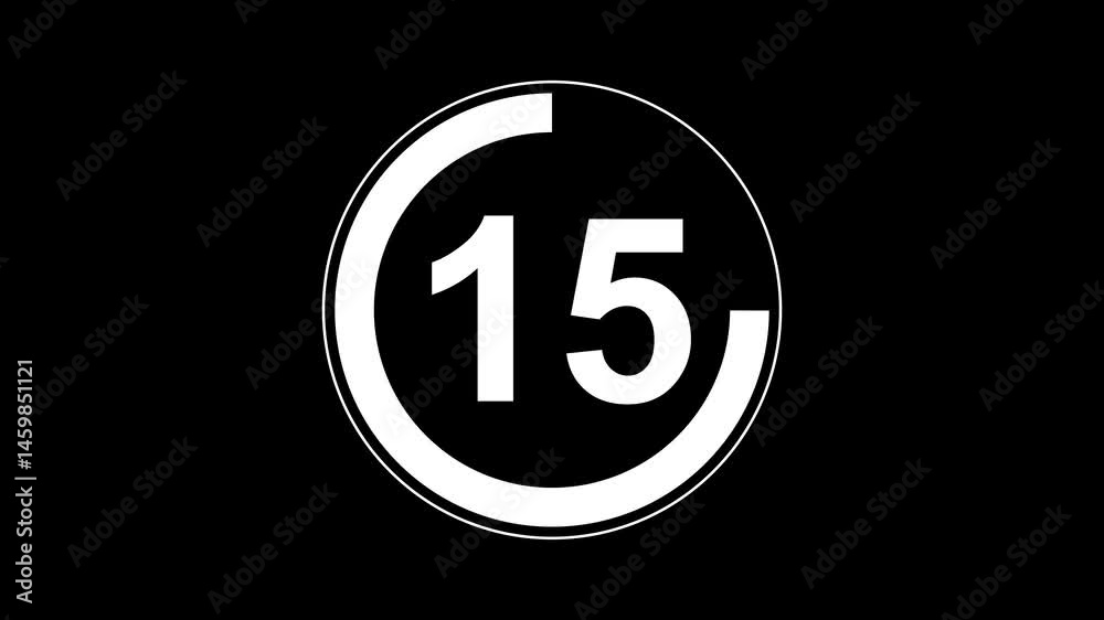 Countdown timer from 20 to 0 seconds real time. Modern flat design of countdown animation isolated on transparent background with alpha channel Countdown timer from 20 to 0 seconds real time. Modern flat design of countdown animation isolated on transparent background with alpha channel