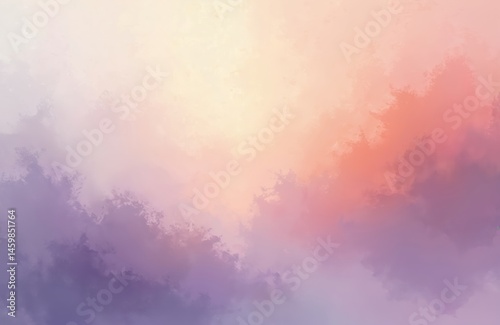 Abstract illustration with pastel peach-lavender gradient, abstract brushstrokes. Ethereal dreamy artistic background. Soft paint texture, dreamy watercolor style with light shades. Romantic art,