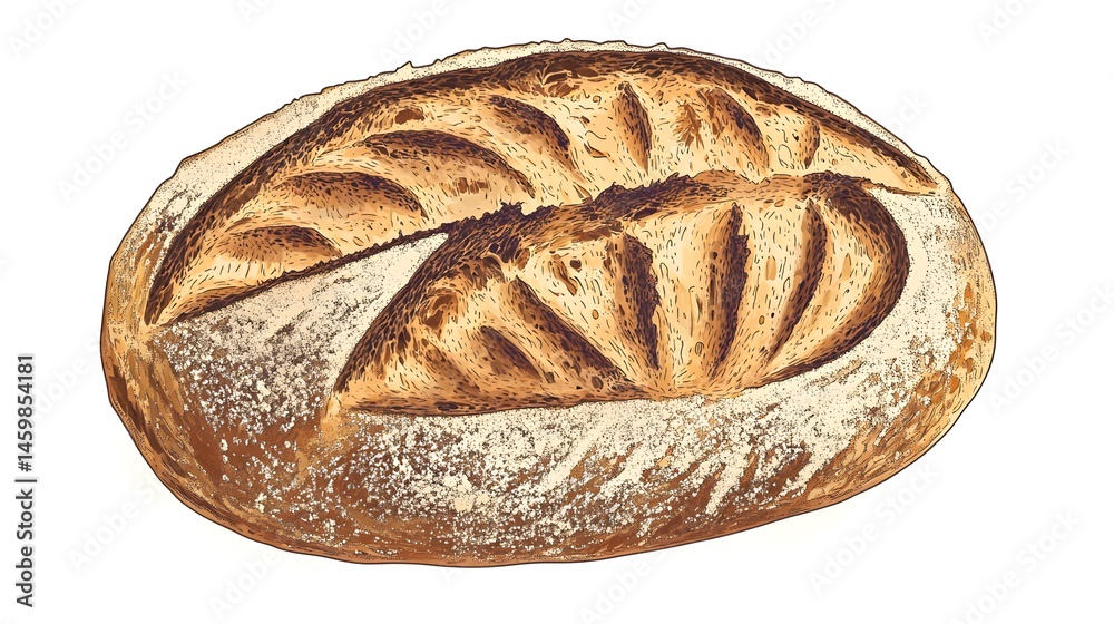 A whole-grain loaf of artisan bread, displayed against a white background.