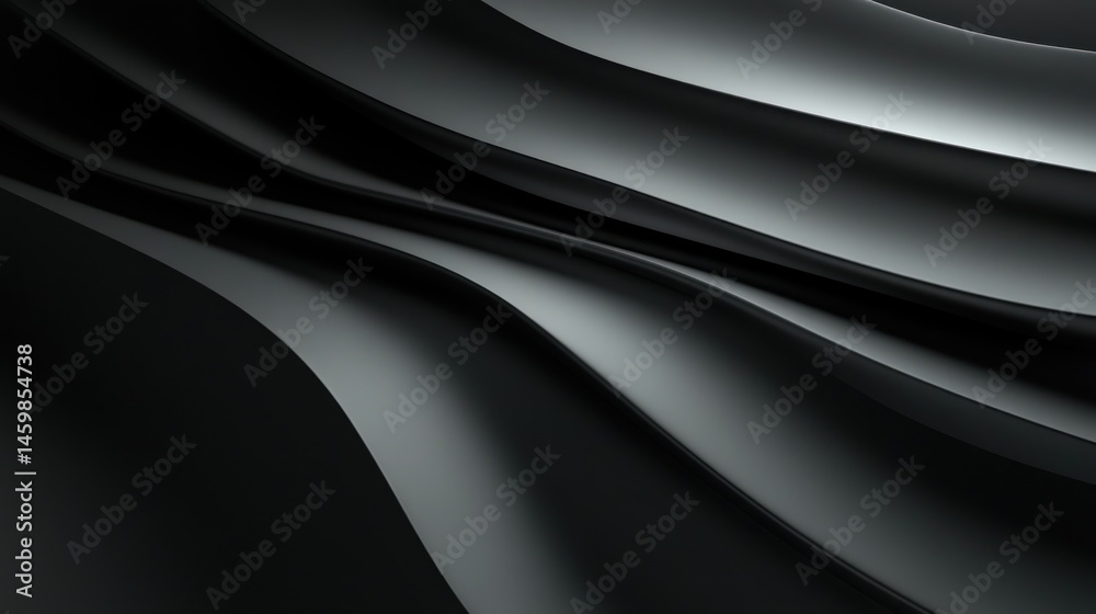 Fototapeta premium Abstract Dark Grey Waves: A Study in Smooth Curves and Shadows