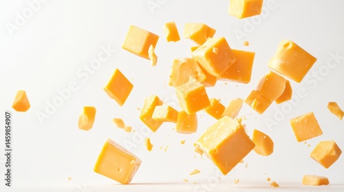 Flying Cheddar Cheese Cubes: A Culinary Delight in Motion
