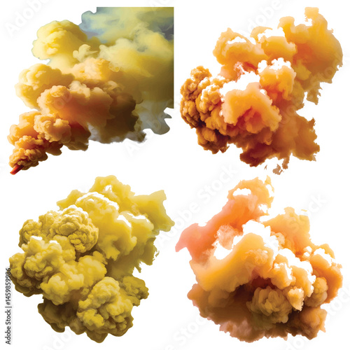Yellow Smoke Cloud on Transparent Background Vector