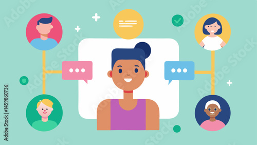 Fitness Community An online community setting where users can share their fitness journeys with an AI chat bubble offering tips and support while users engage with each other