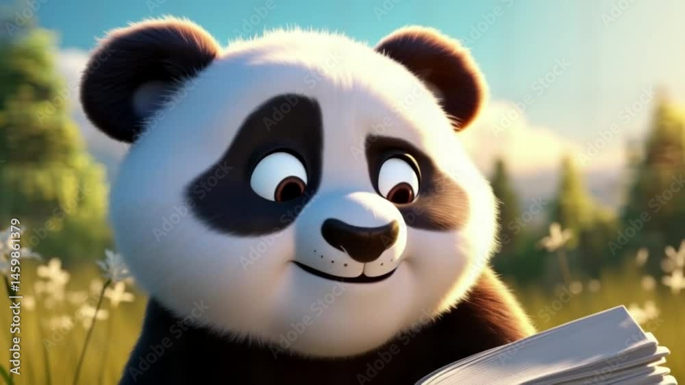 Niedlicher Panda liest ein Buch