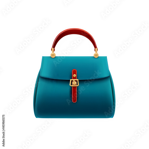 Blue handbag on transparent background