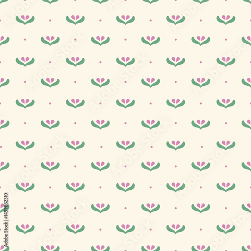 Simple seamless pattern with small flowers. Gentle cute background with blooming pink flowers for nursery, fabric design, textiles