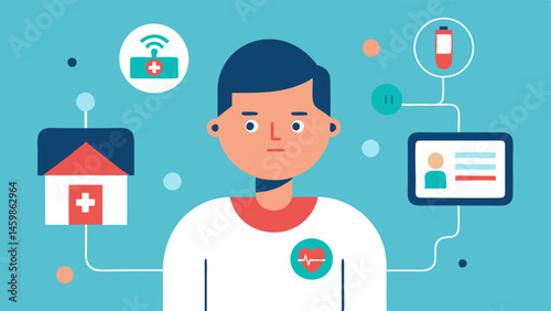 Healthcare Monitoring Device A patient at home wearing a smarch that tracks health metrics and alerts medical professionals of any irregularities through AI analysis.