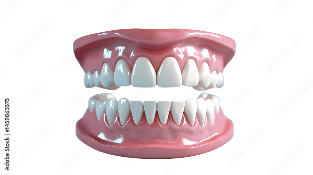 Fototapeta premium A dental care background featuring 3D white teeth with ample copy space in blue backdrop illustration