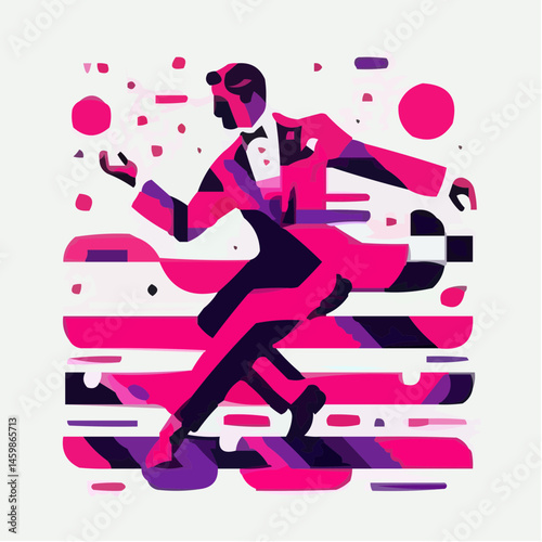 Sport Dancing Icon - Stylized illustration of a man dancing in vibrant colors  