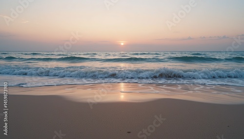 Wallpaper Mural Gentle Waves Reflecting Pastel Sunset Colors on a Tranquil Beach Torontodigital.ca