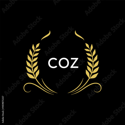 COZ letter logo design on Black background.