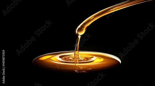 Wallpaper Mural Golden Liquid Pouring: Abstract Photography of Oil Dripping onto Dark Surface Torontodigital.ca