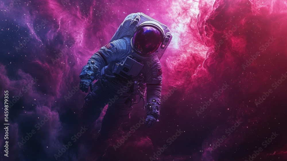 Fototapeta premium Astronaut in Space with Nebula