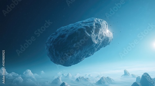 Asteroid floating in deep space, cosmic close-up view.